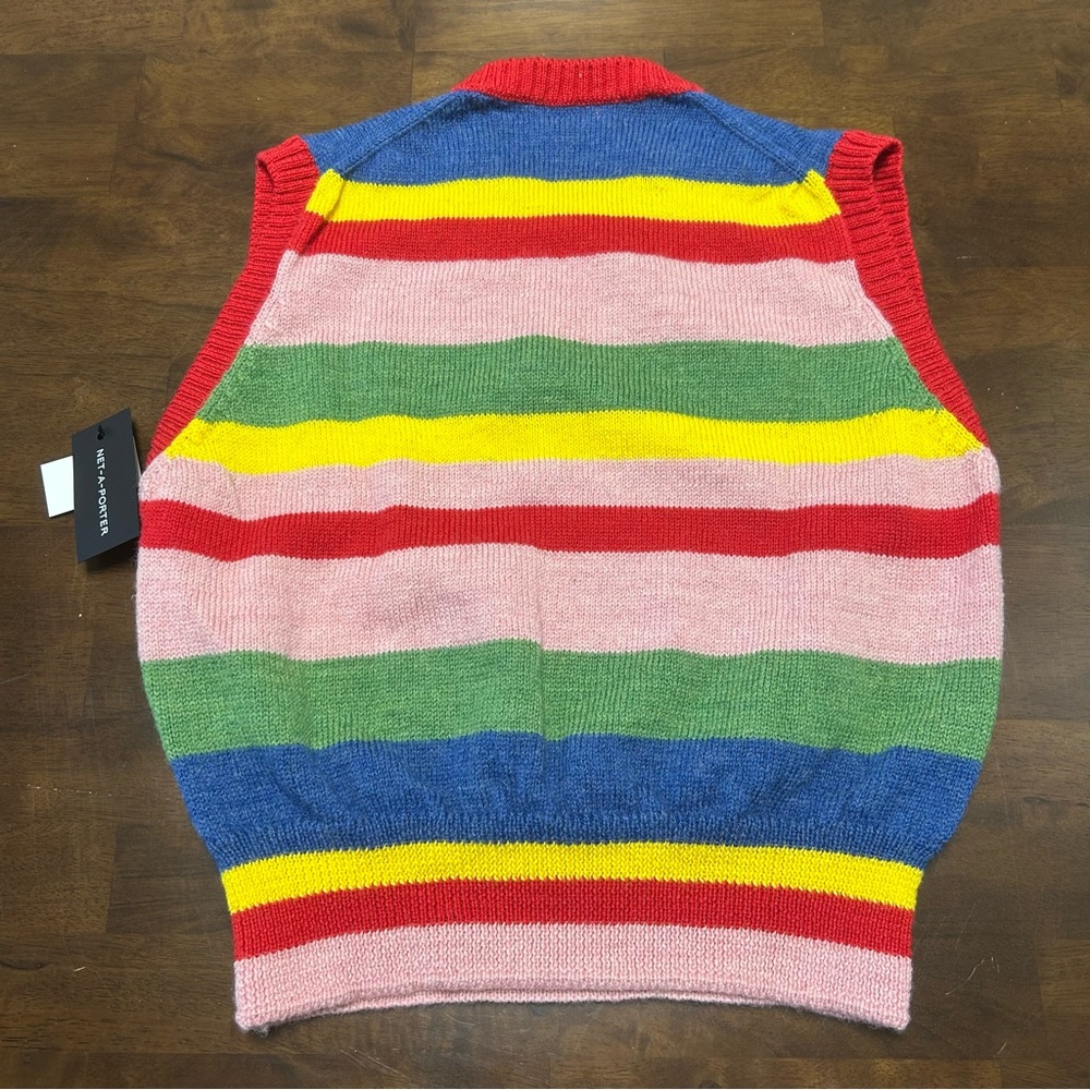 NWT Molly Goddard Blair Striped Wool Sweater Vest Size in Red Pink Blue Green XS - Picture 6 of 13